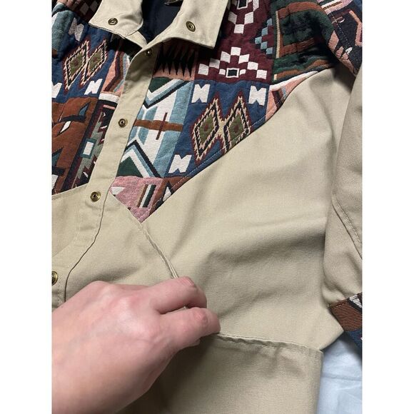 Vintage David James Aztec Tapestry Western Ranch Chore Coat Jacket small - Picture 8 of 9
